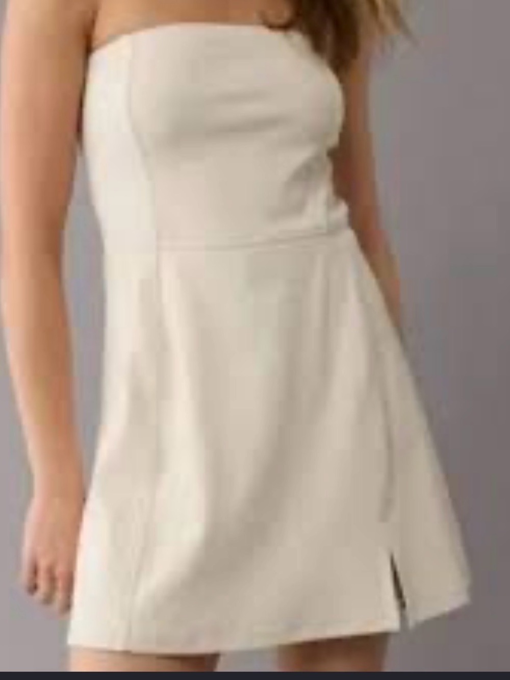 American Eagle Strapless Ivory A-Line Dress with Build In Shorts Sz M